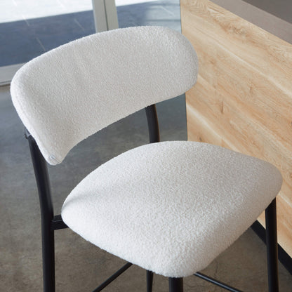 Buller | Mid Century Off White Boucle Fabric Bar Stools | Set Of 2 | White