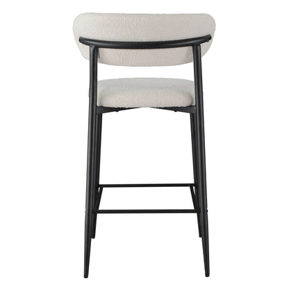 Buller | Mid Century Off White Boucle Fabric Bar Stools | Set Of 2 | White
