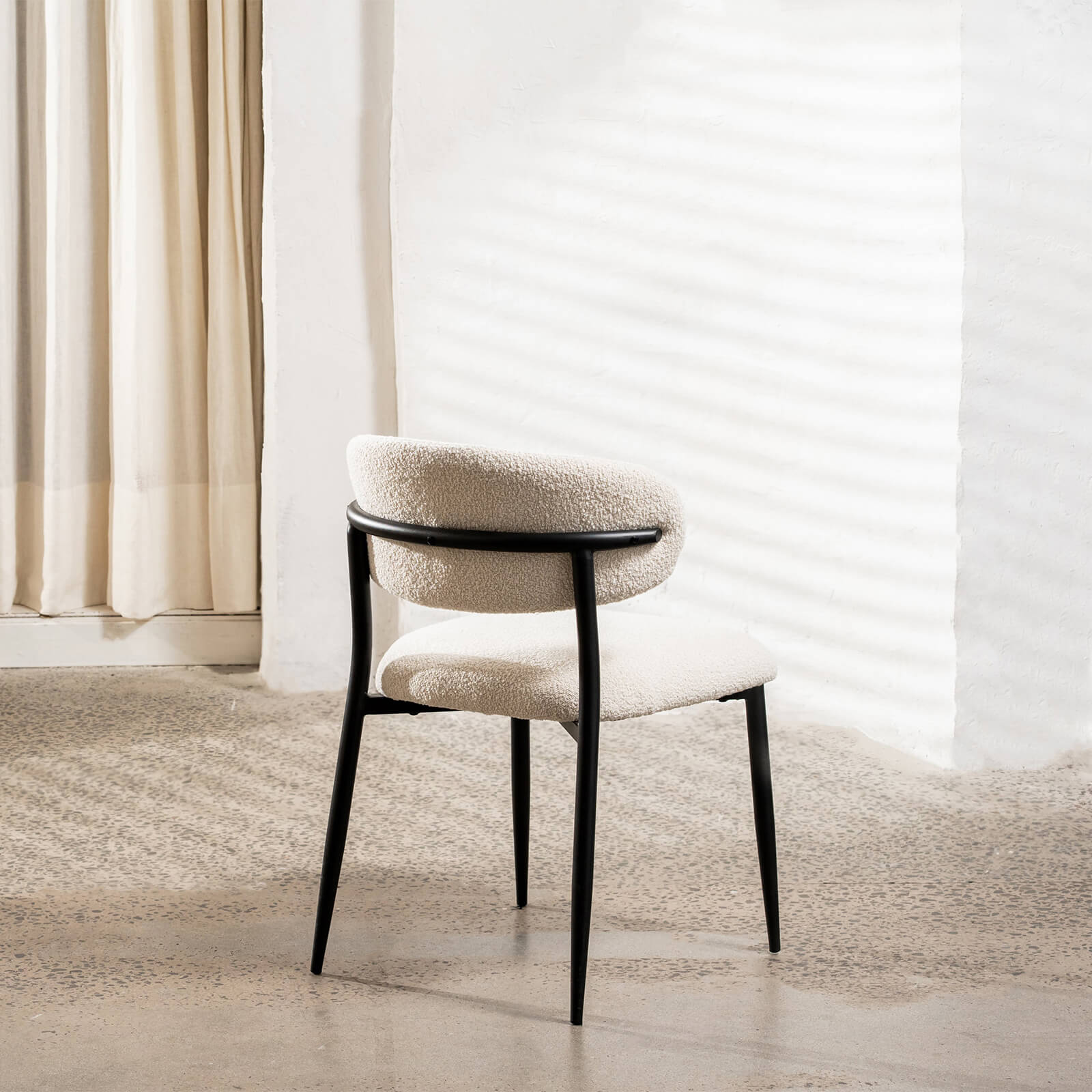 Buller | Mid Century Off White Boucle Fabric Dining Chairs | Set Of 2 | Off White