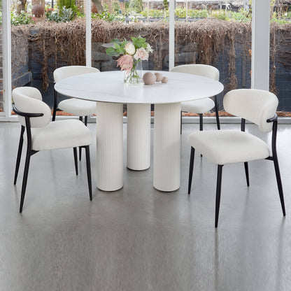 Buller | Mid Century Off White Boucle Fabric Dining Chairs | Set Of 2 | Off White