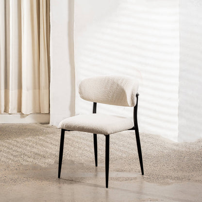 Buller | Mid Century Off White Boucle Fabric Dining Chairs | Set Of 2 | Off White