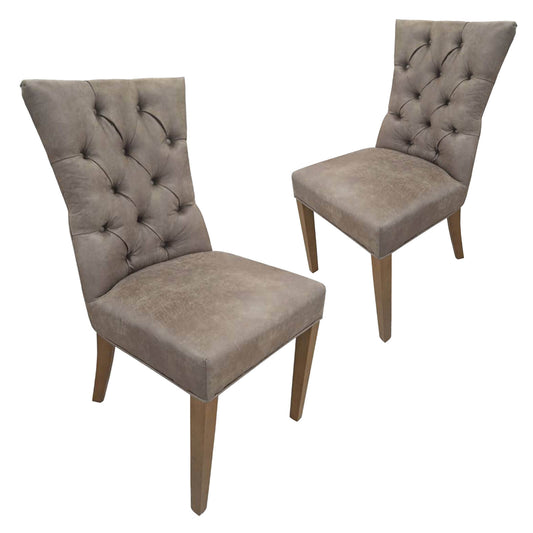 Calais | French Provincial PU Leather Wooden Dining Chairs | Set Of 2 | Coffee