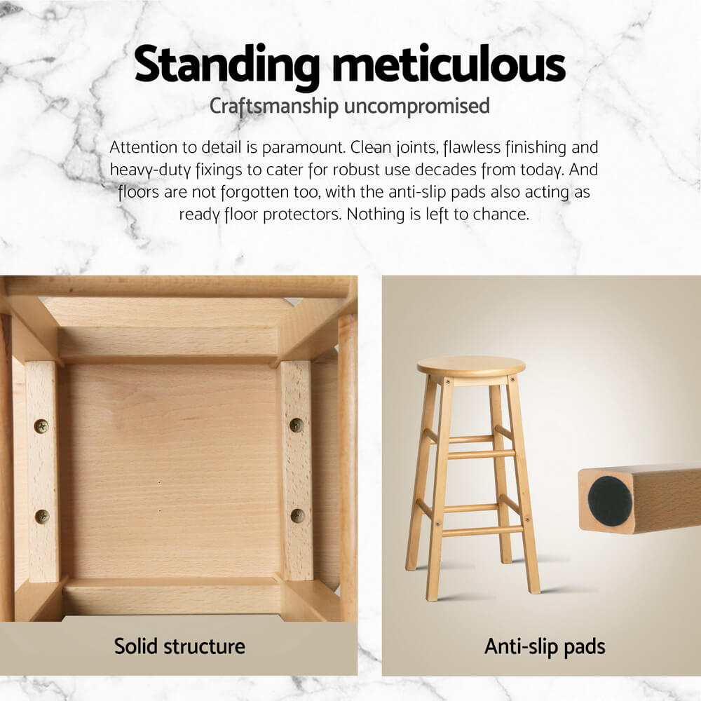 Calamvale | Coastal Natural Country Coastal White Natural Wooden Bar Stool Table Set | Natural