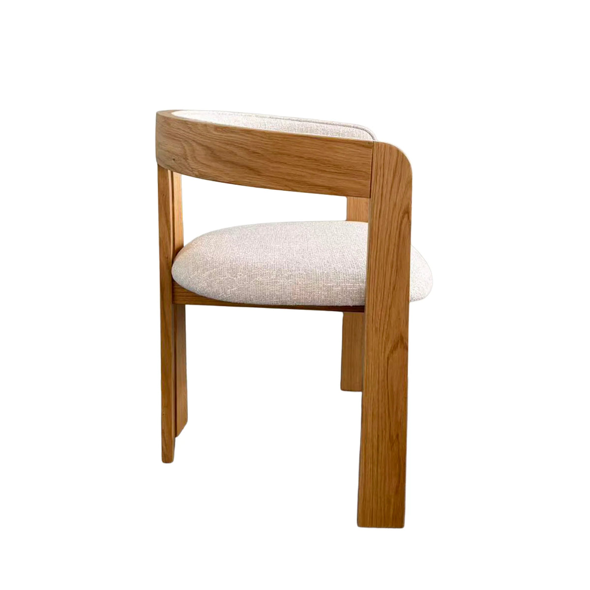 Callula | Coastal Beige Taupe Wooden Fabric Upholstered Dining Chairs With Arms | Set Of 2 | Beige