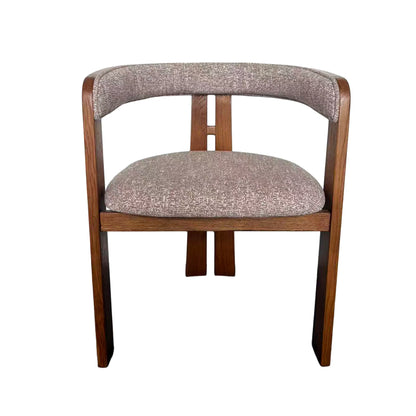 Callula | Coastal Beige Taupe Wooden Fabric Upholstered Dining Chairs With Arms | Set Of 2 | Taupe