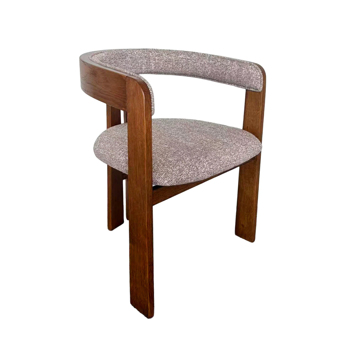 Callula | Coastal Beige Taupe Wooden Fabric Upholstered Dining Chairs With Arms | Set Of 2 | Taupe