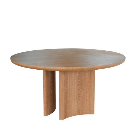 Canterbury | Natural Walnut Contemporary 1.5M Wooden Round Dining Table | Natural