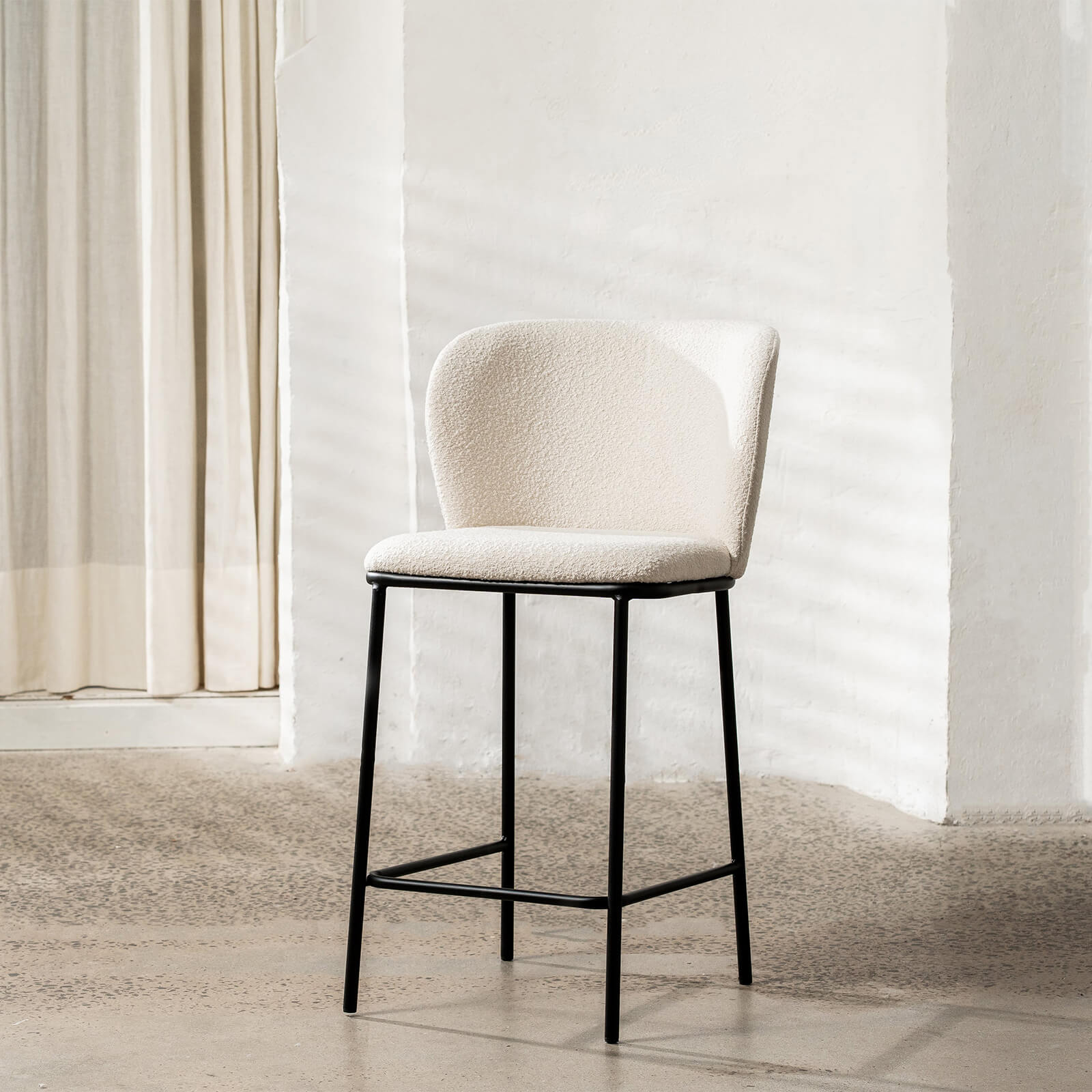 Canterbury | Latte White Fabric Modern Bar Stools | Set Of 2 | White