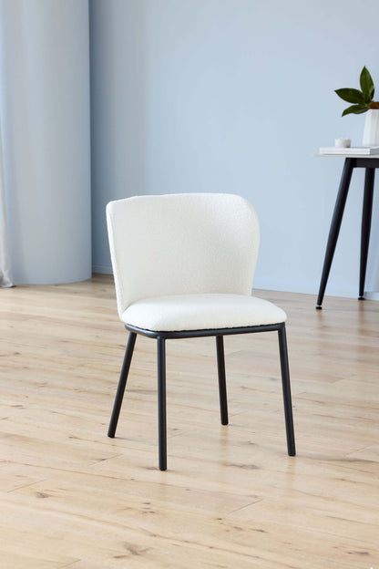 Canterbury | Latte White Fabric Modern Dining Chairs | Set of 2 | White