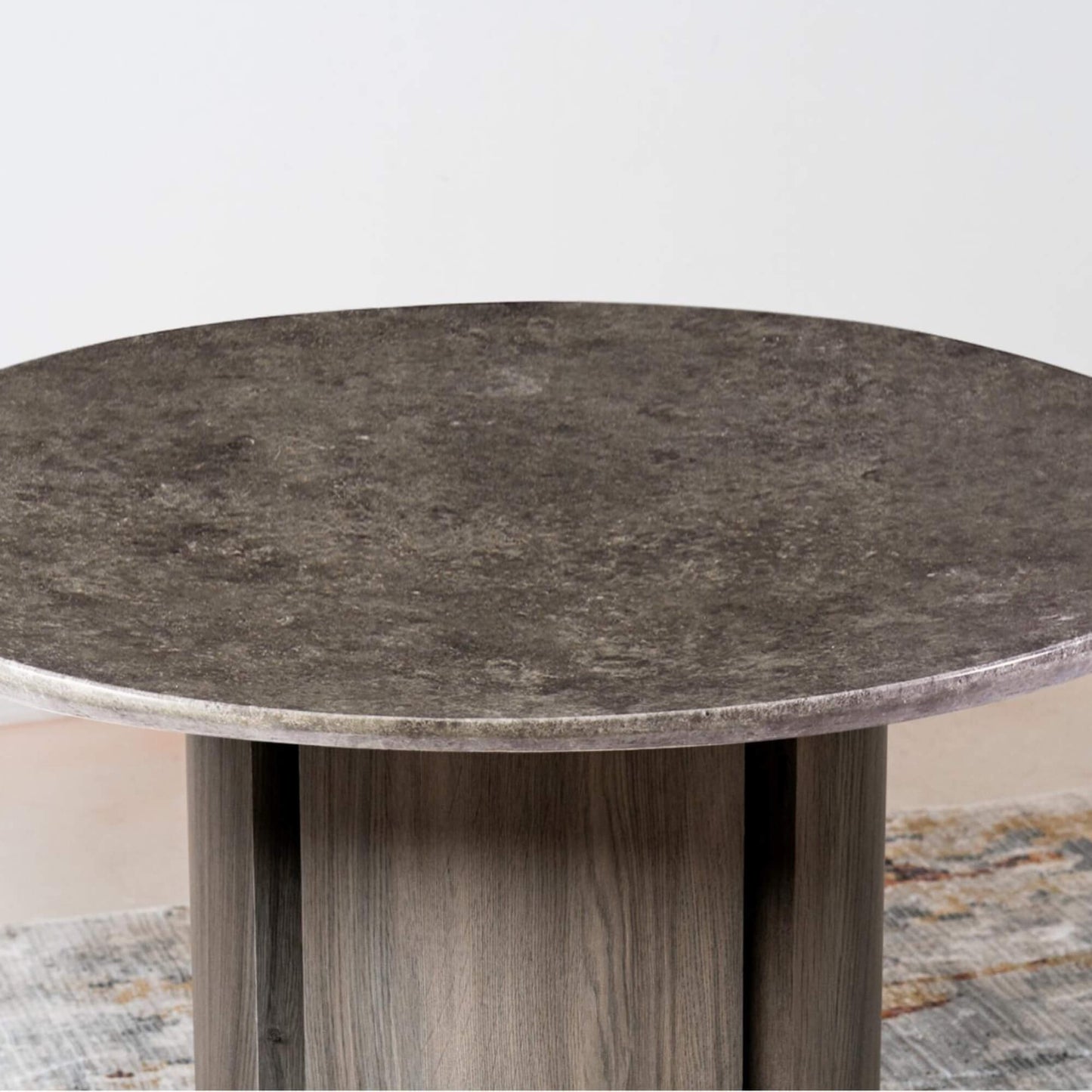 Carinya Grey Modern Marble Round Wooden Dining Table | Grey