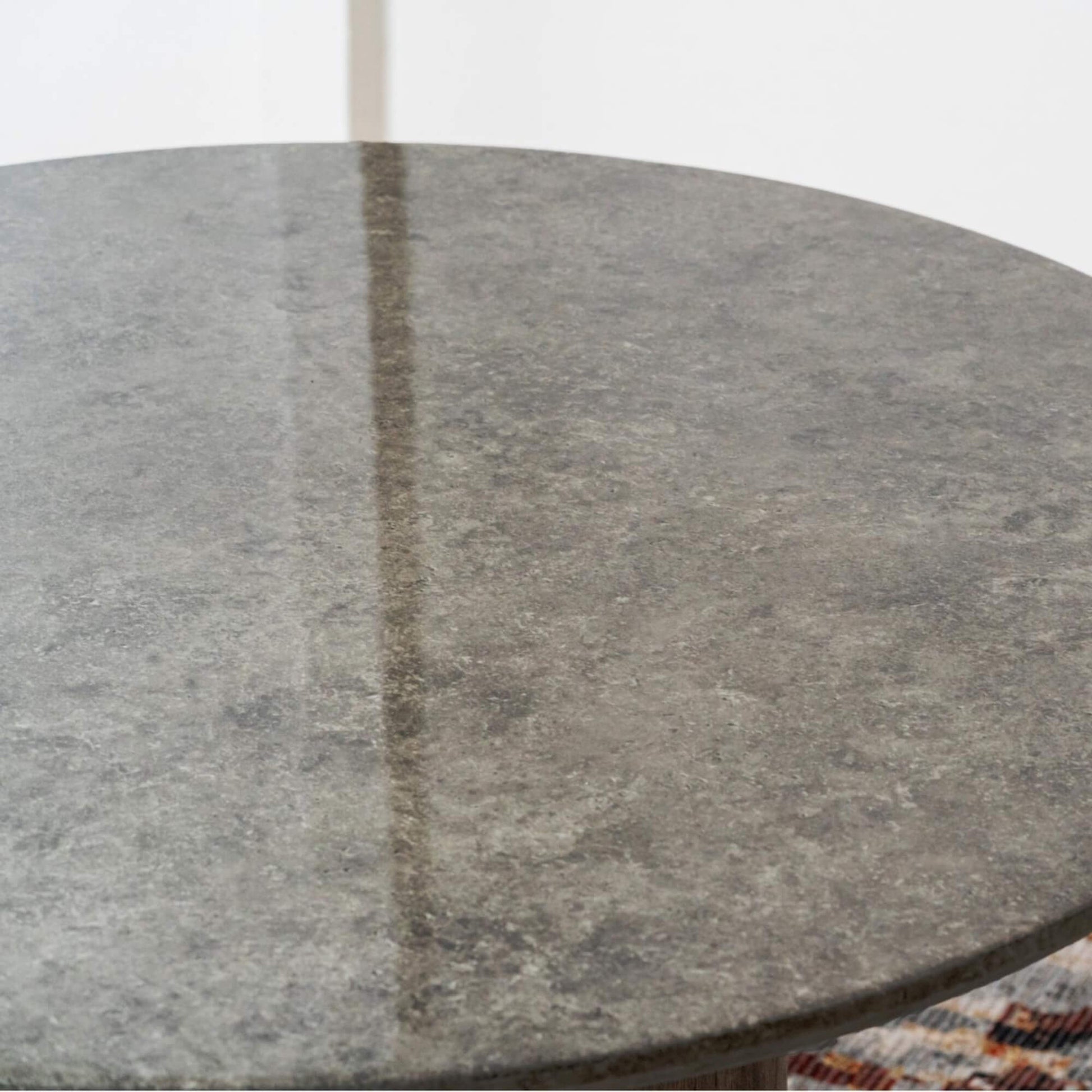 Carinya Grey Modern Marble Round Wooden Dining Table | Grey