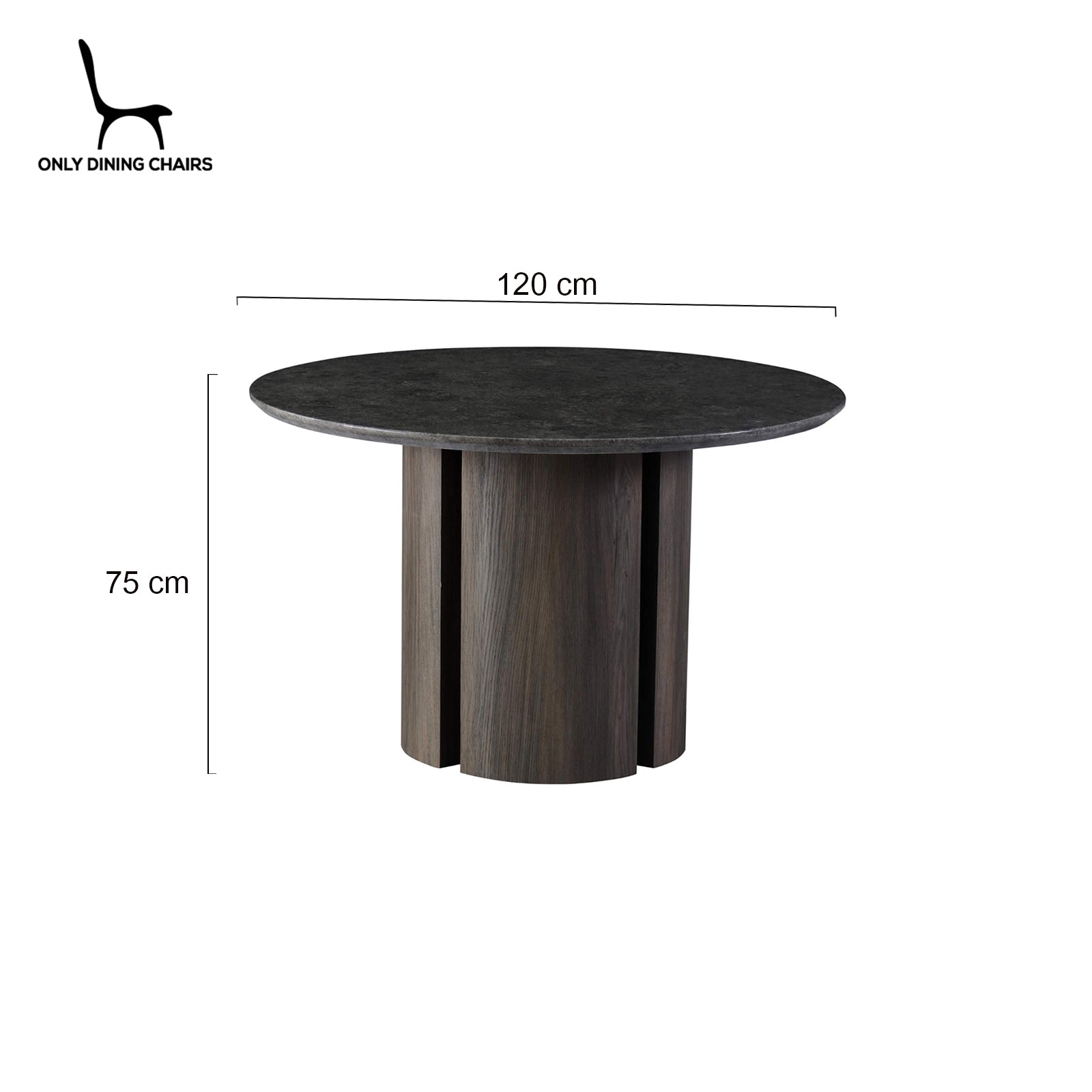 Carinya Grey Modern Marble Round Wooden Dining Table | Grey
