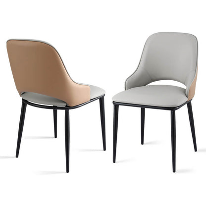 Carlton | Modern PU Leather Two Tone Grey Brown Dining Chairs | Set Of 2 | Grey