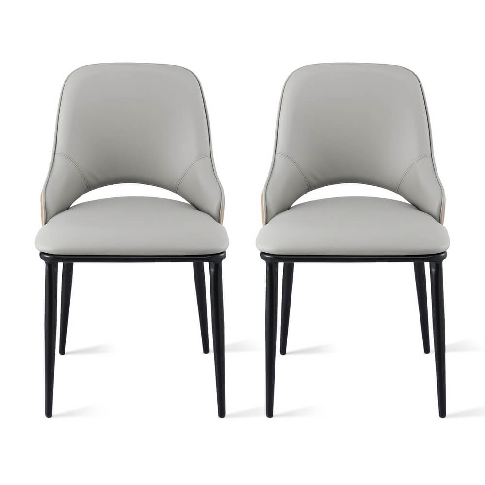 Carlton | Modern PU Leather Two Tone Grey Brown Dining Chairs | Set Of 2 | Grey