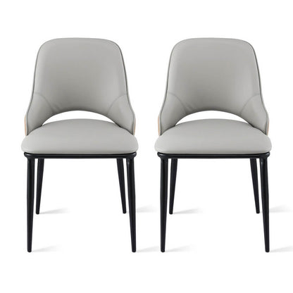 Carlton | Modern PU Leather Two Tone Grey Brown Dining Chairs | Set Of 2 | Grey