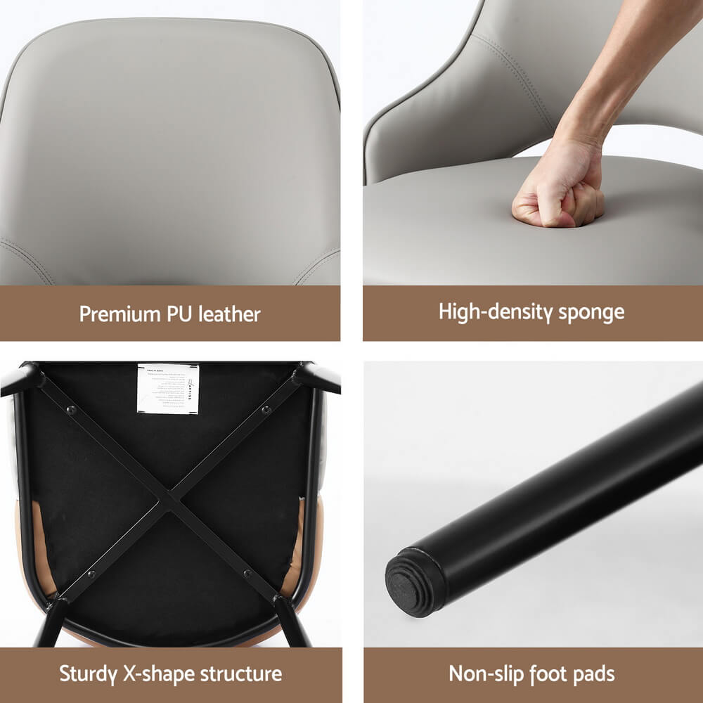 Carlton | Modern PU Leather Two Tone Grey Brown Dining Chairs | Set Of 2 | Grey