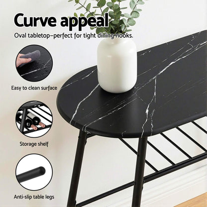 Carmelle | 2 Setter Kitchen Storage Wine Rack Black Marble Dining Table Set | Black
