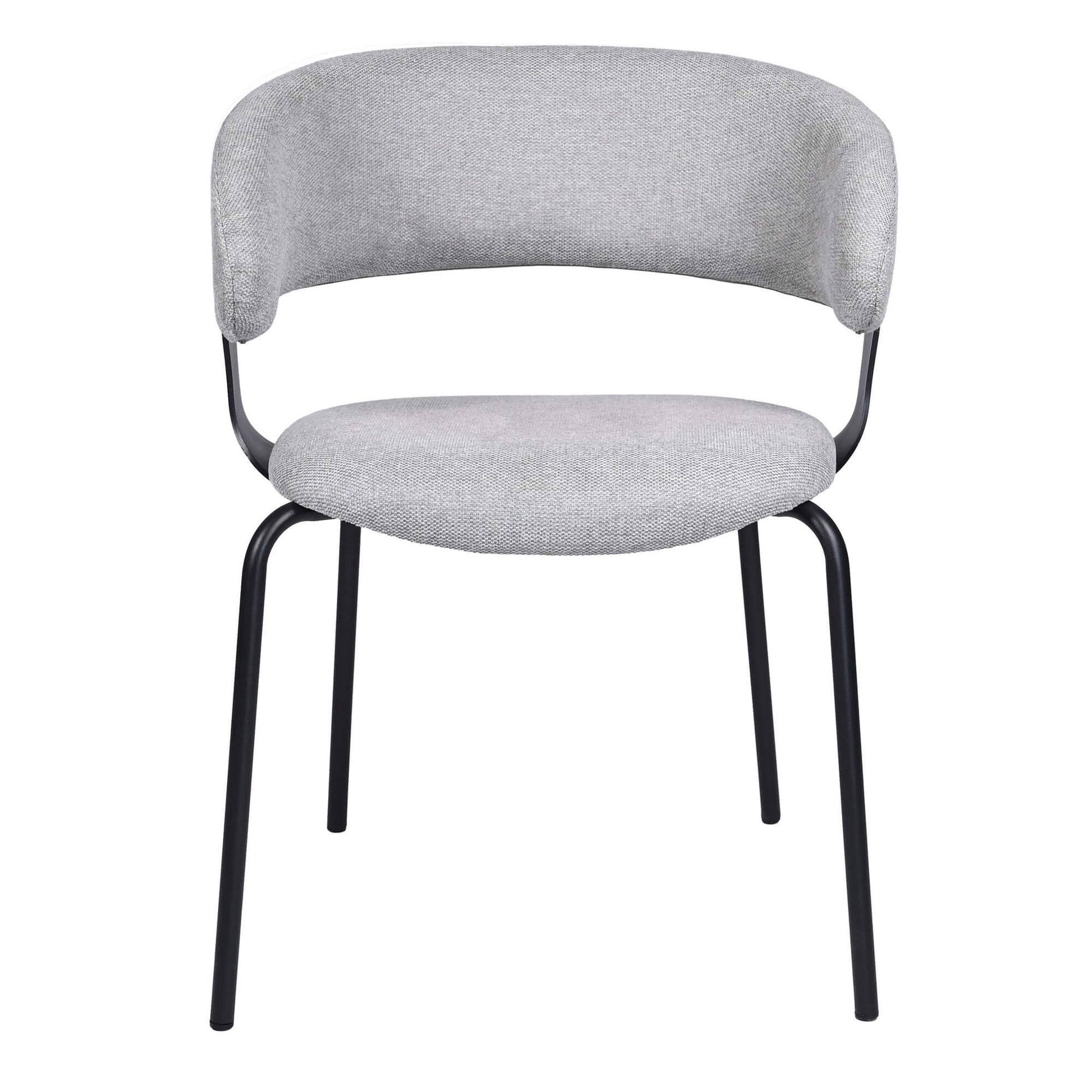 Carmelle Modern Scandinavian Chenille Fabric Dining Chairs With Arms | Grey