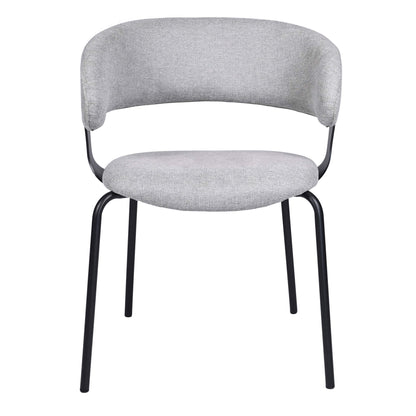 Carmelle Modern Scandinavian Chenille Fabric Dining Chairs With Arms | Grey
