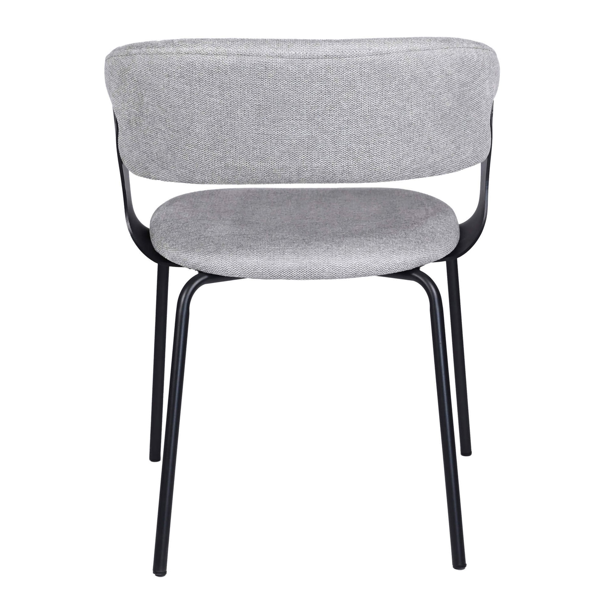 Carmelle Modern Scandinavian Chenille Fabric Dining Chairs With Arms | Grey