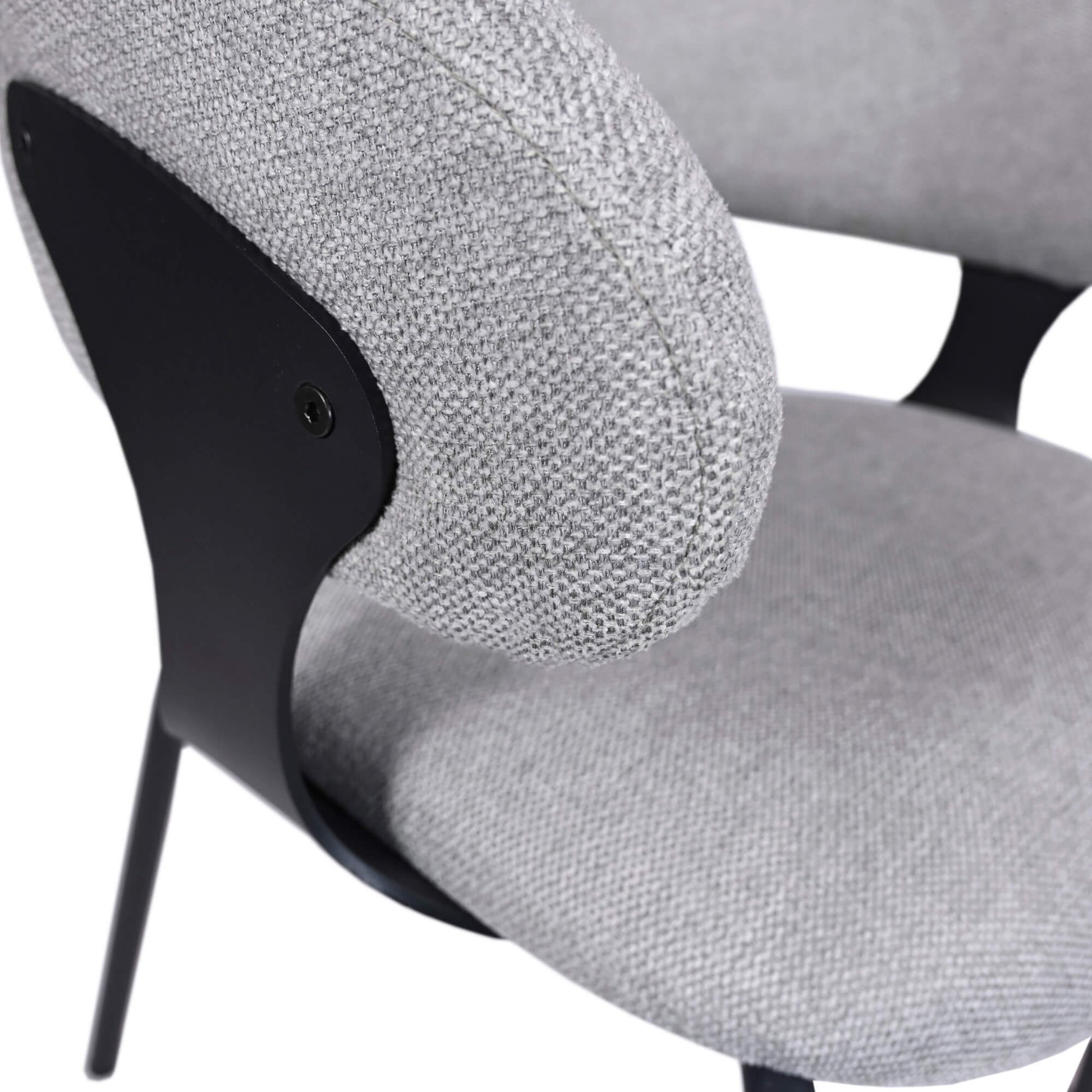 Carmelle Modern Scandinavian Chenille Fabric Dining Chairs With Arms | Grey