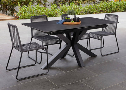 Caspian | Black Ceramic Rectangular 8 Person 2.2m Extension Dining Table | Blizzard