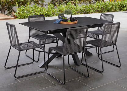 Caspian | Black Ceramic Rectangular 8 Person 2.2m Extension Dining Table | Blizzard