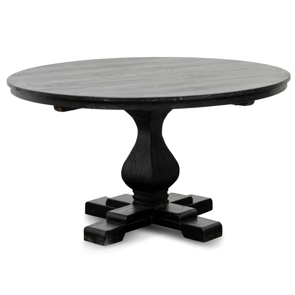 Chadwick | 1.4m Natural Wooden Round Dining Table | Black