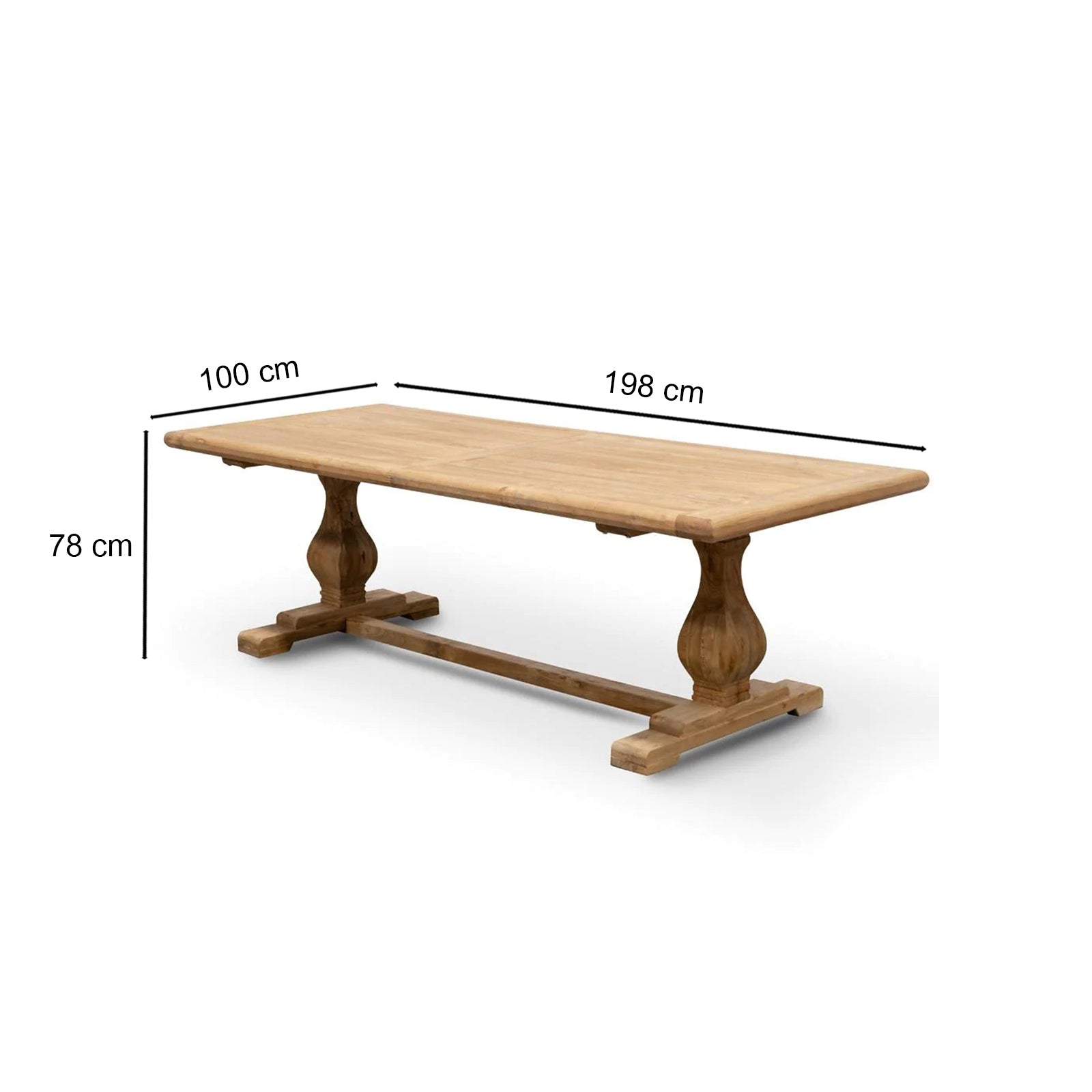 Chadwick | 1.98m Natural Wooden Rectangular Dining Table | Natural