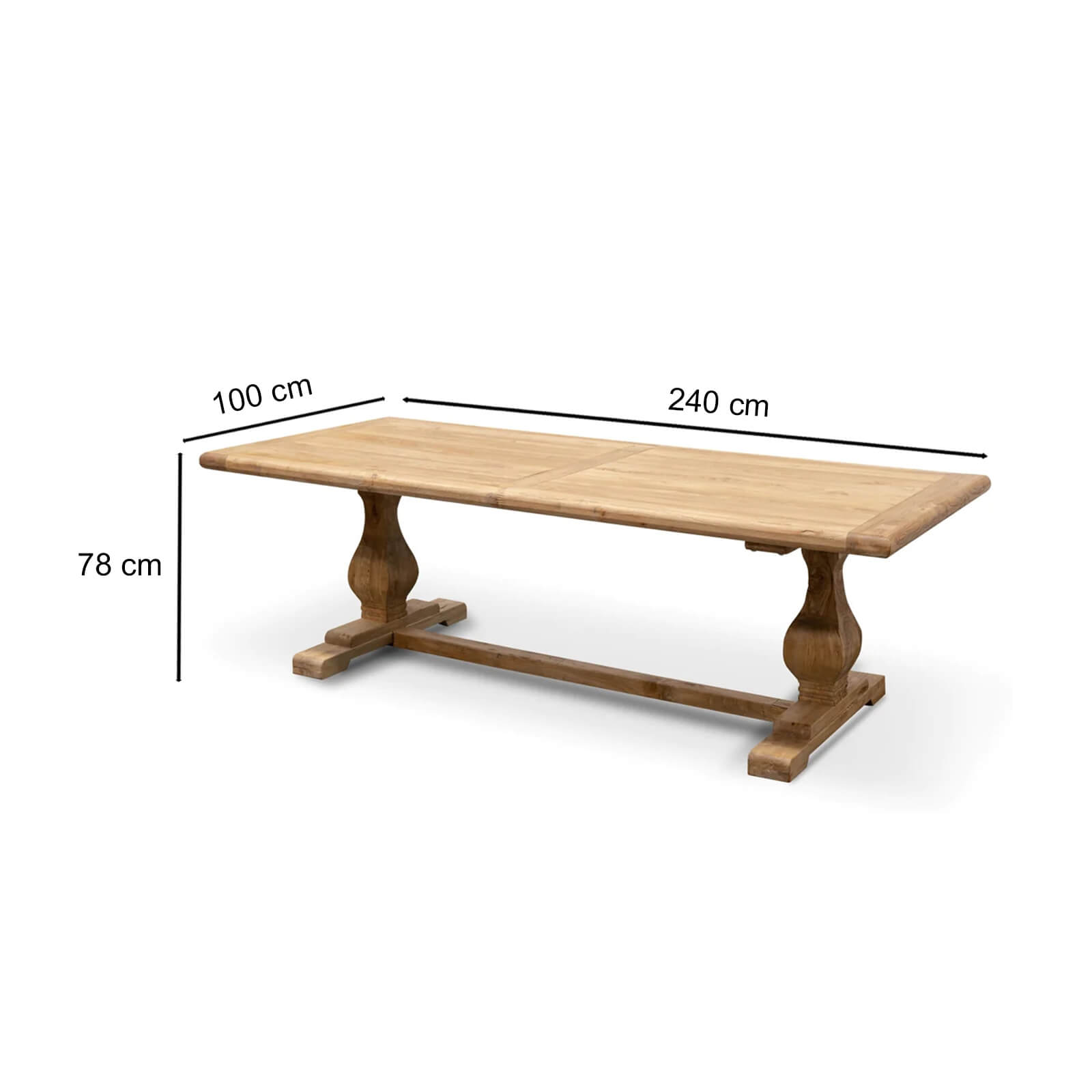 Chadwick | 2.4m Natural Wooden Rectangular Dining Table | Natural