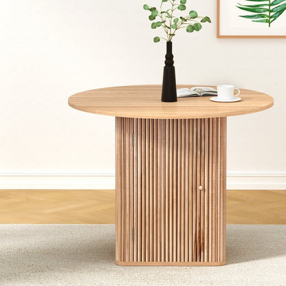 Chadwick | Coastal Natural Wooden Rattan 4 Seater Round Dining Table | Natural