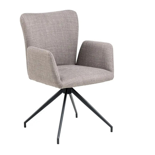 Charlton | Light Grey Upholstered Metal Modern Dining Chair With Arms | Light Grey