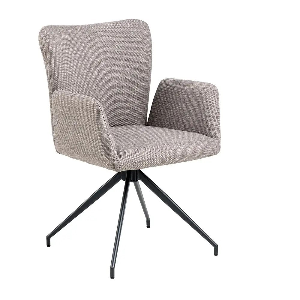 Charlton | Light Grey Upholstered Metal Modern Dining Chair With Arms