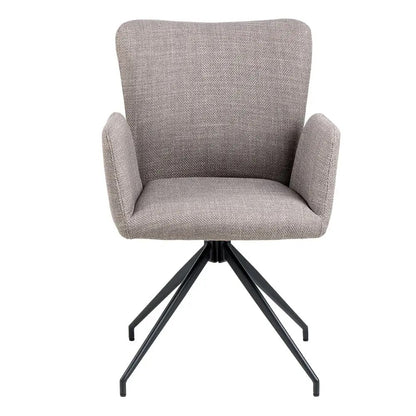 Charlton | Light Grey Upholstered Metal Modern Dining Chair With Arms | Light Grey