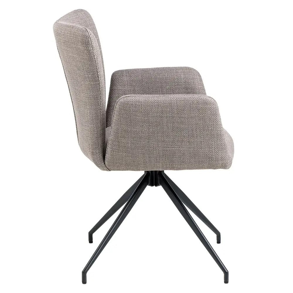 Charlton | Light Grey Upholstered Metal Modern Dining Chair With Arms | Light Grey