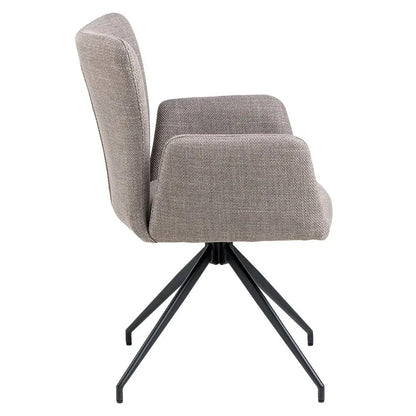 Charlton | Light Grey Upholstered Metal Modern Dining Chair With Arms | Light Grey