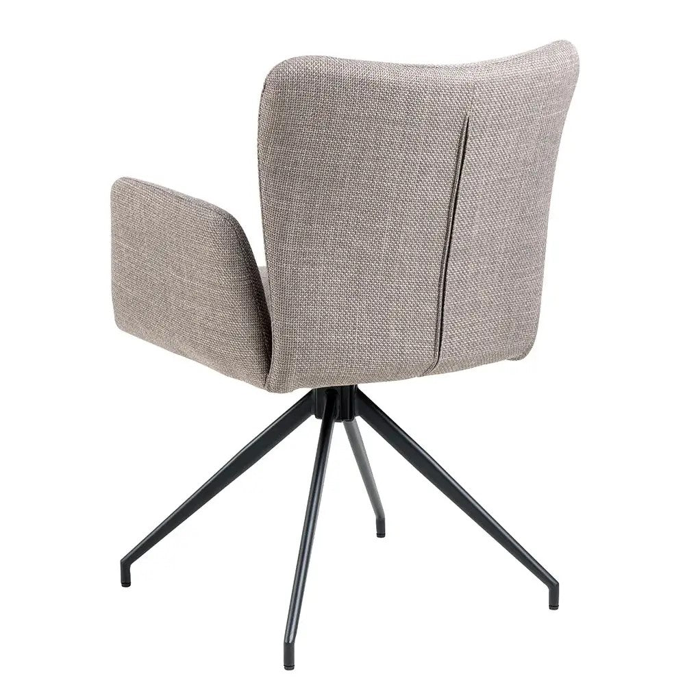 Charlton | Light Grey Upholstered Metal Modern Dining Chair With Arms | Light Grey