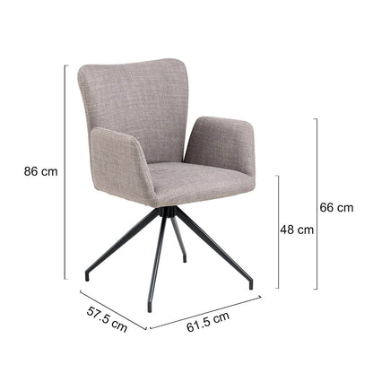 Charlton | Light Grey Upholstered Metal Modern Dining Chair With Arms