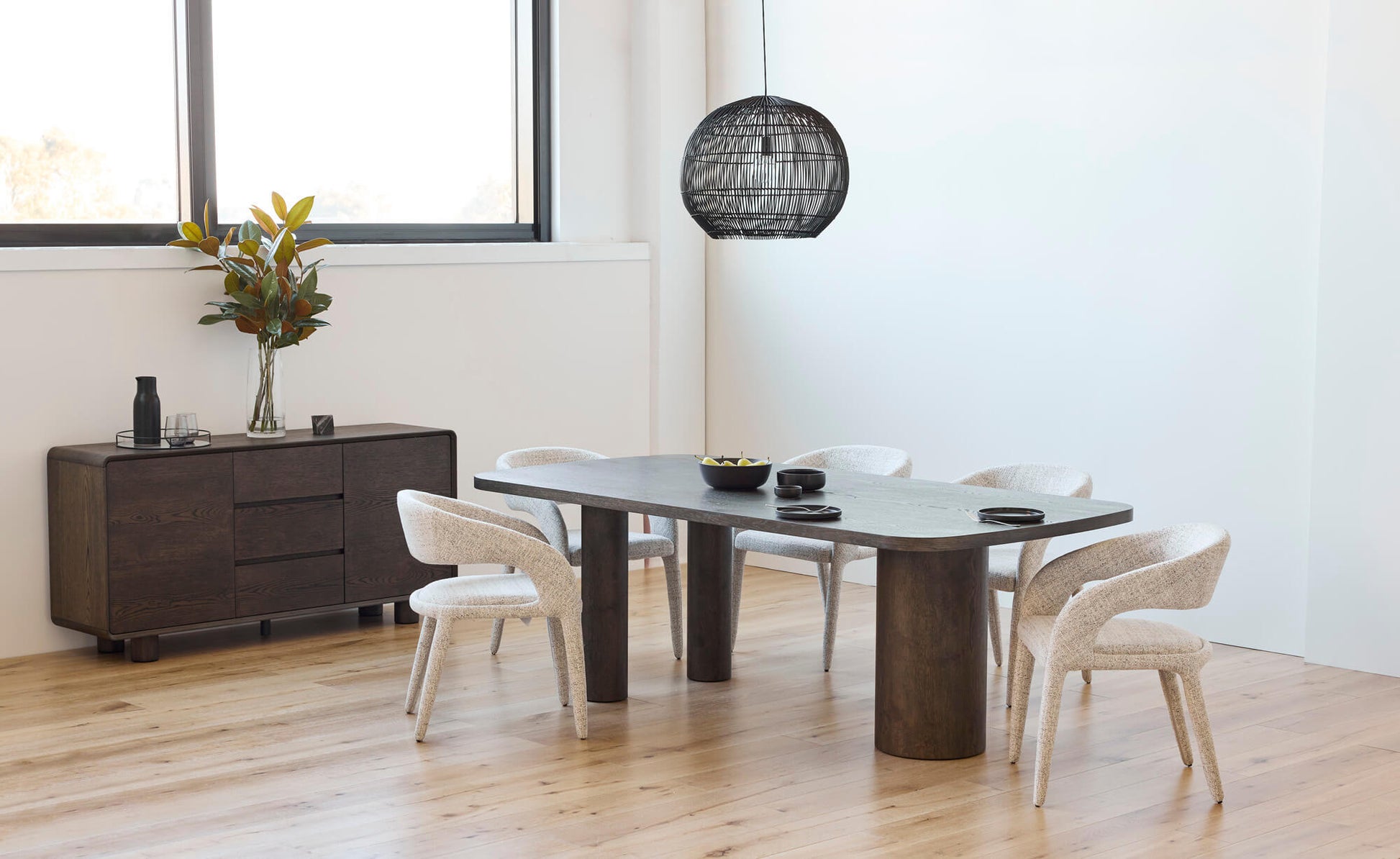 Chevron | Contemporary Coffee Dark Wooden 2.2m Dining Table | Coffee