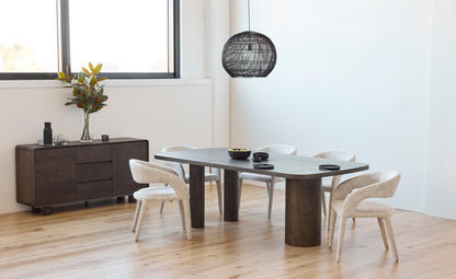 Chevron | Contemporary Coffee Dark Wooden 2.2m Dining Table | Coffee