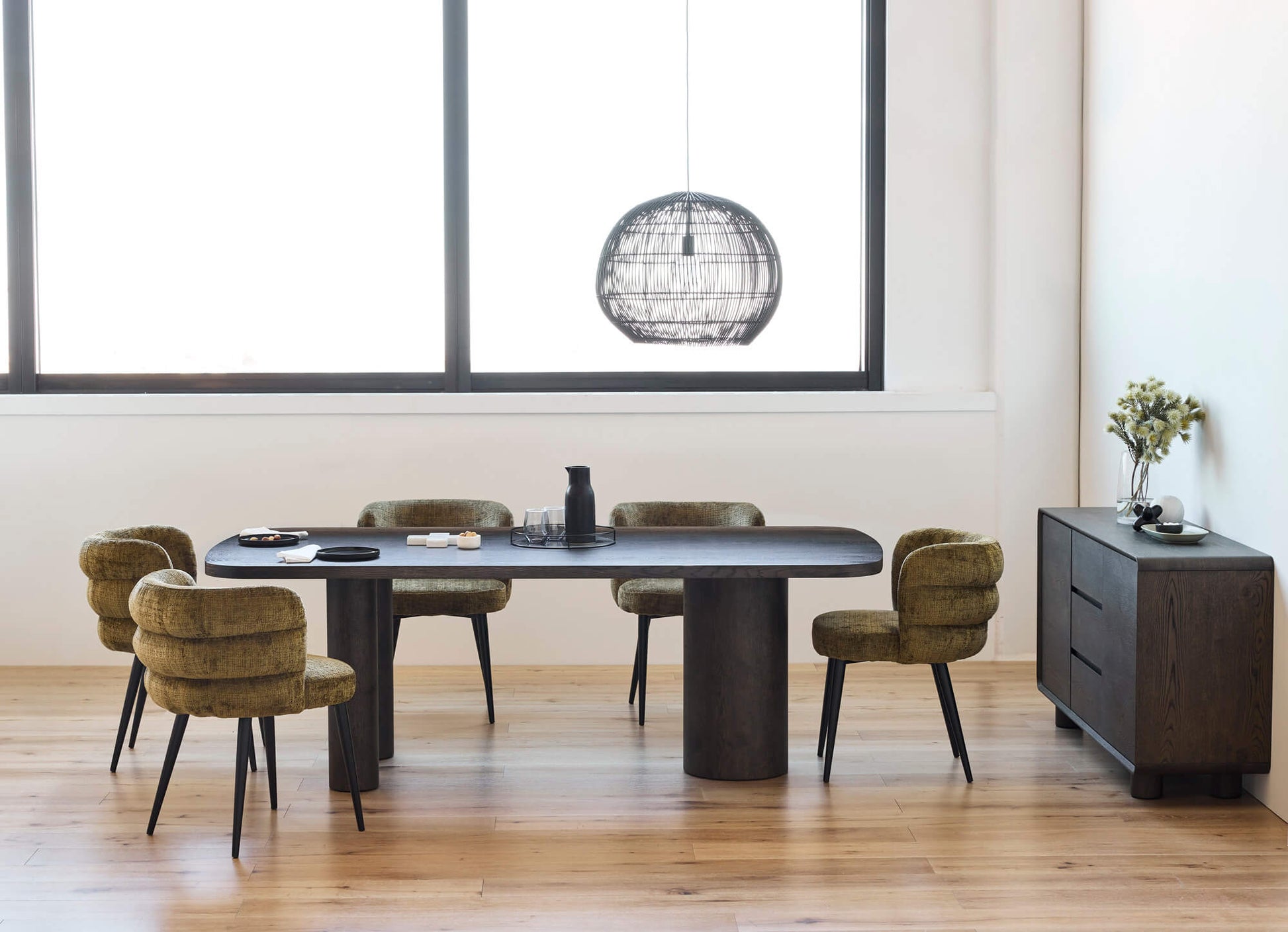 Chevron | Contemporary Coffee Dark Wooden 2.2m Dining Table | Coffee