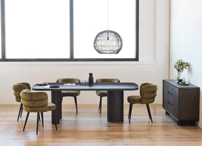 Chevron | Contemporary Coffee Dark Wooden 2.2m Dining Table | Coffee