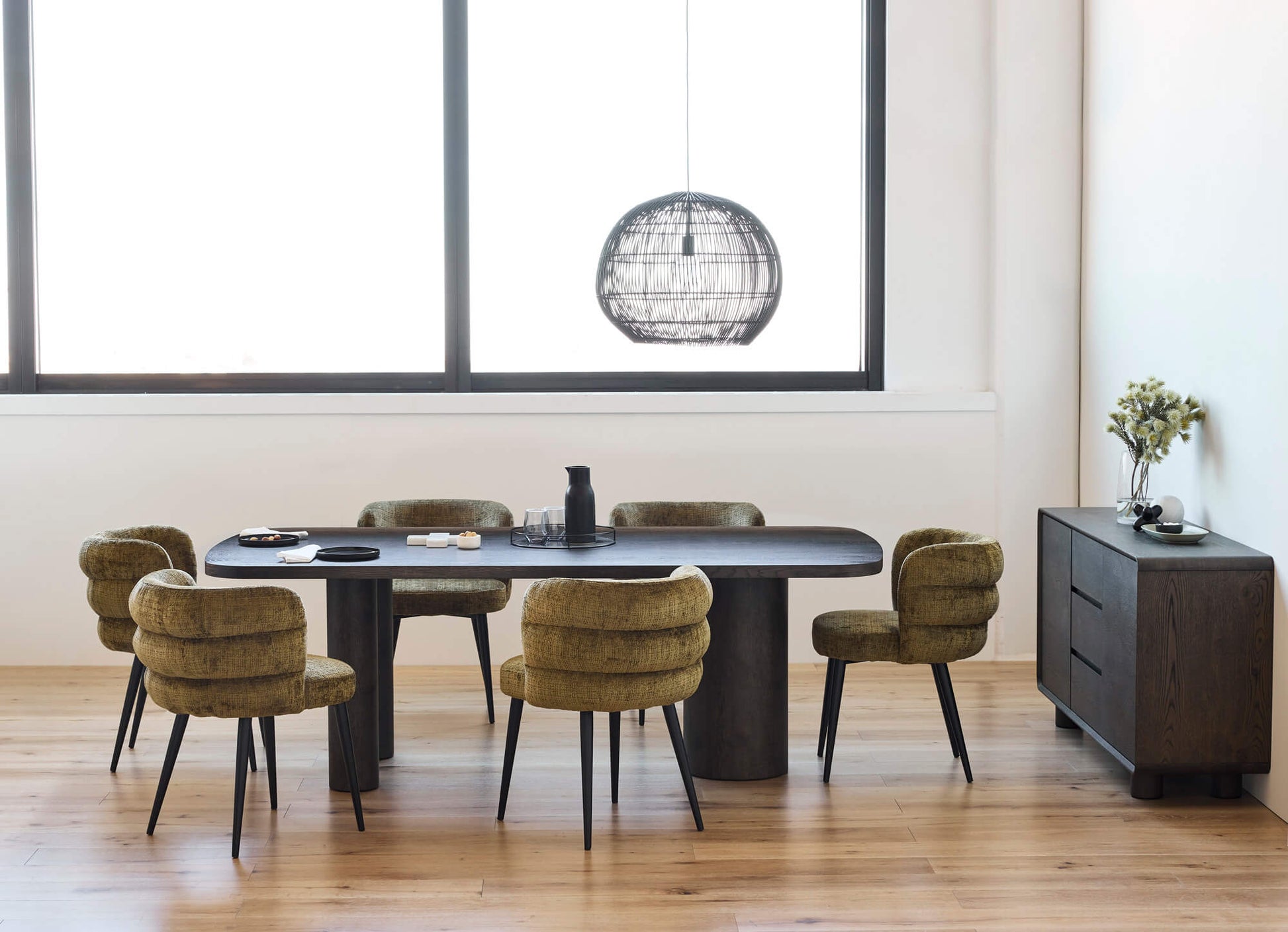 Chevron | Contemporary Coffee Dark Wooden 2.2m Dining Table | Coffee