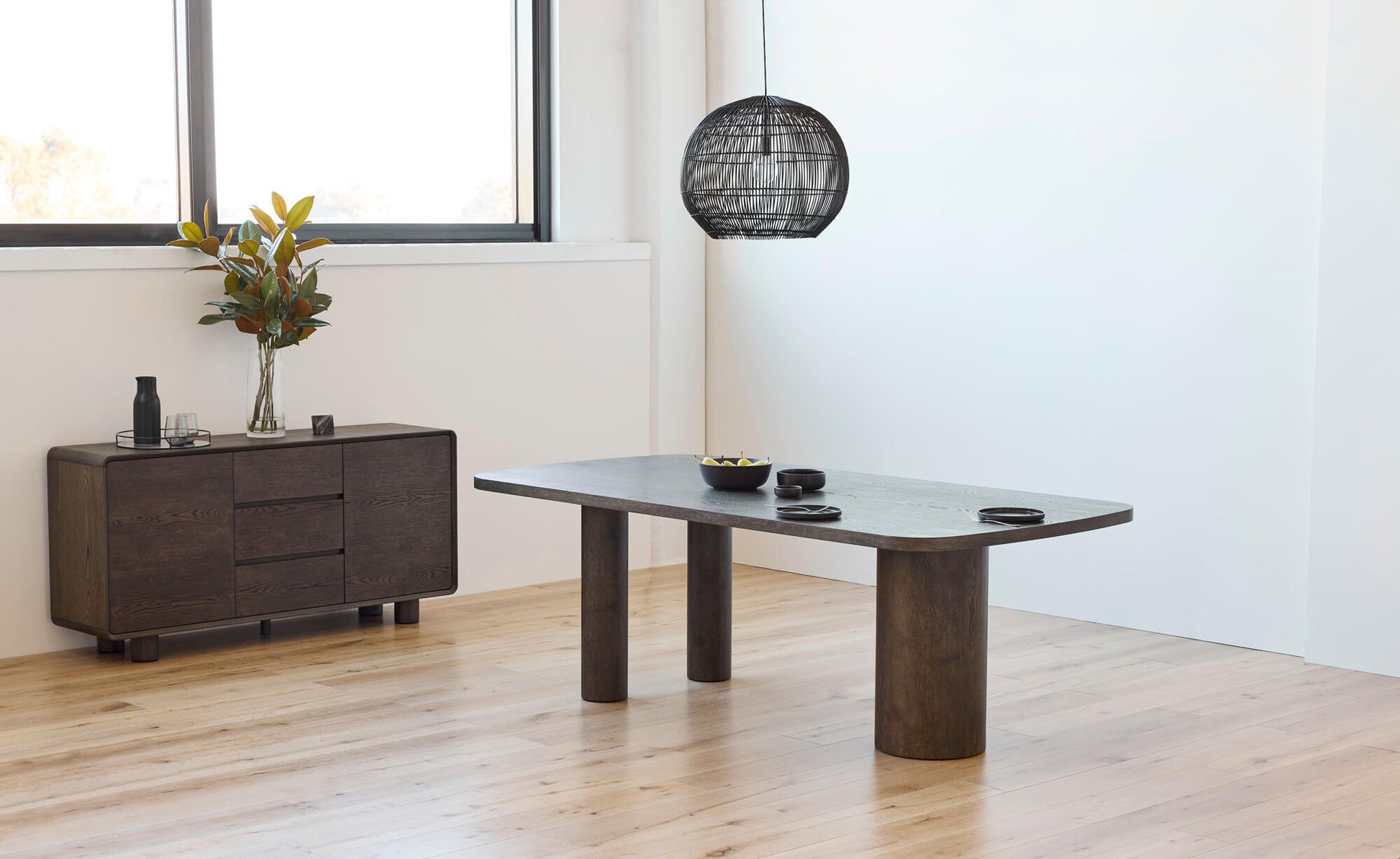 Chevron | Contemporary Coffee Dark Wooden 2.2m Dining Table | Coffee