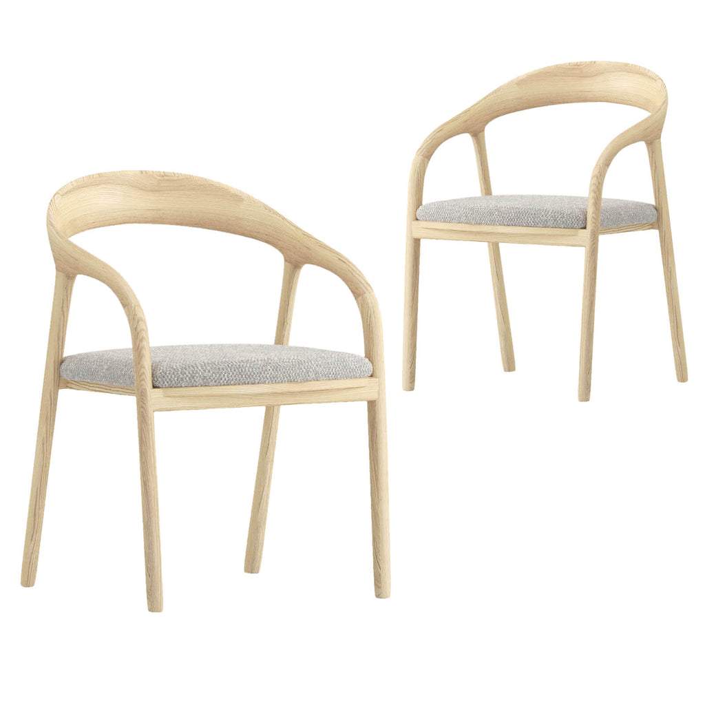 Clarington | Natural Scandinavian Upholstered Wooden Dining Chairs | Set Of 2