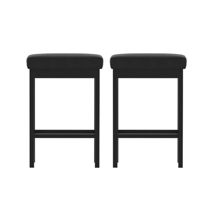 Clemente | Modern Backless 66cm Black PU Leather Bar Stools | Set Of 2 | Black
