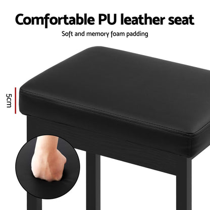 Clemente | Modern Backless 66cm Black PU Leather Bar Stools | Set Of 2 | Black