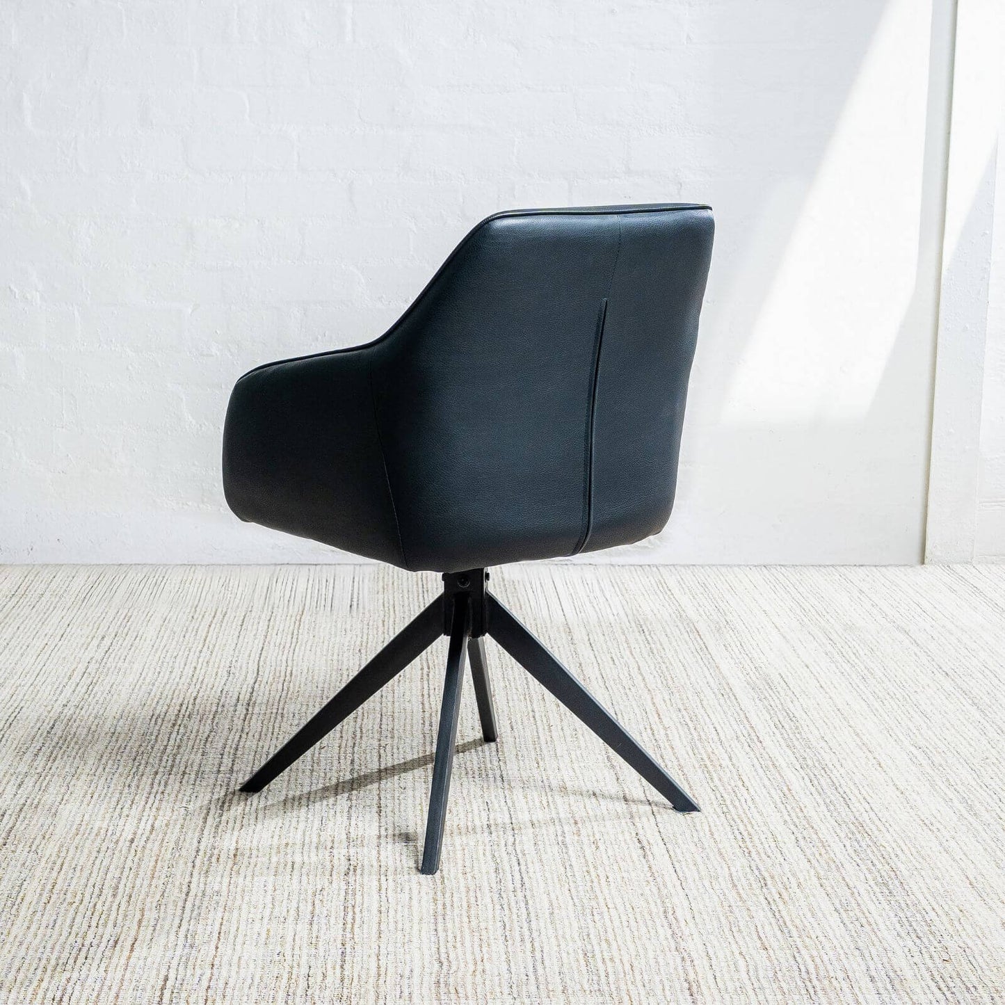 Clements | Olive Fabric Black Eco Leather Swivel Dining Chairs With Arms | Set Of 2 | Black