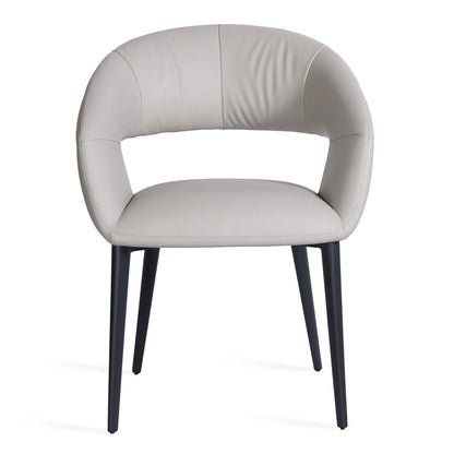 Cobberas | Modern Metal Charcoal Beige PU Leather Dining Chairs with Arms | Beige