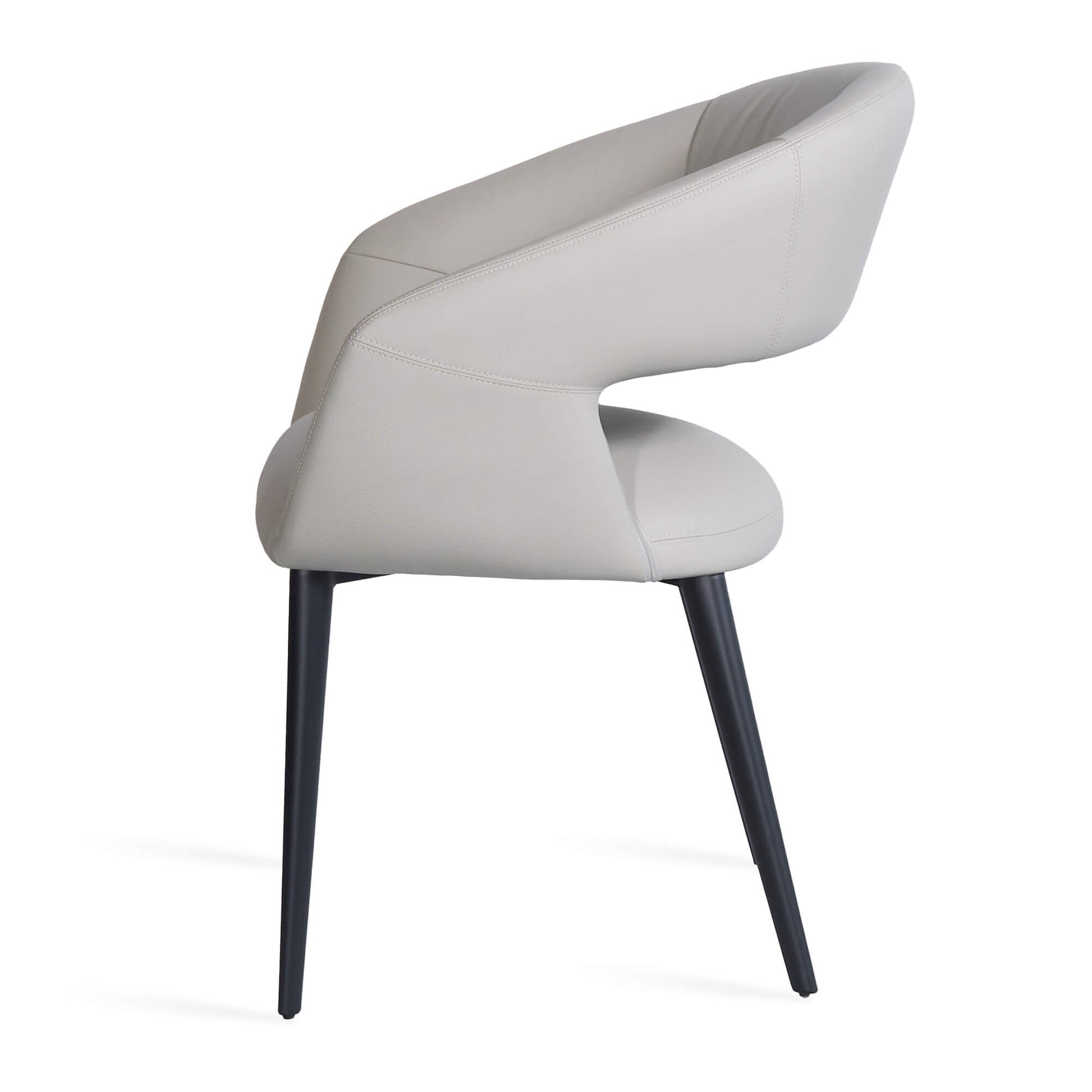 Cobberas | Modern Metal Charcoal Beige PU Leather Dining Chairs with Arms | Beige